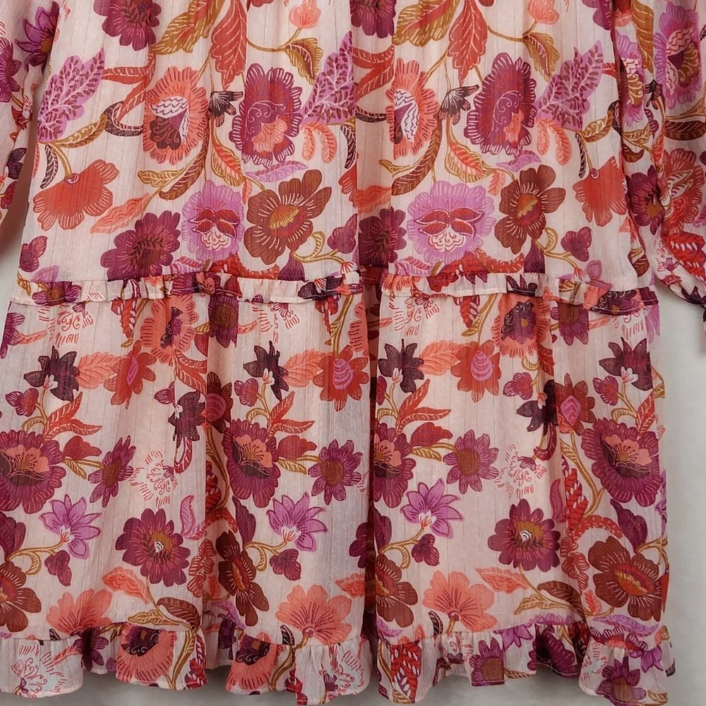 Old Navy Printed Long-Sleeve Tie-Front Tiered Swing Dress for Girls XLarge 14-16